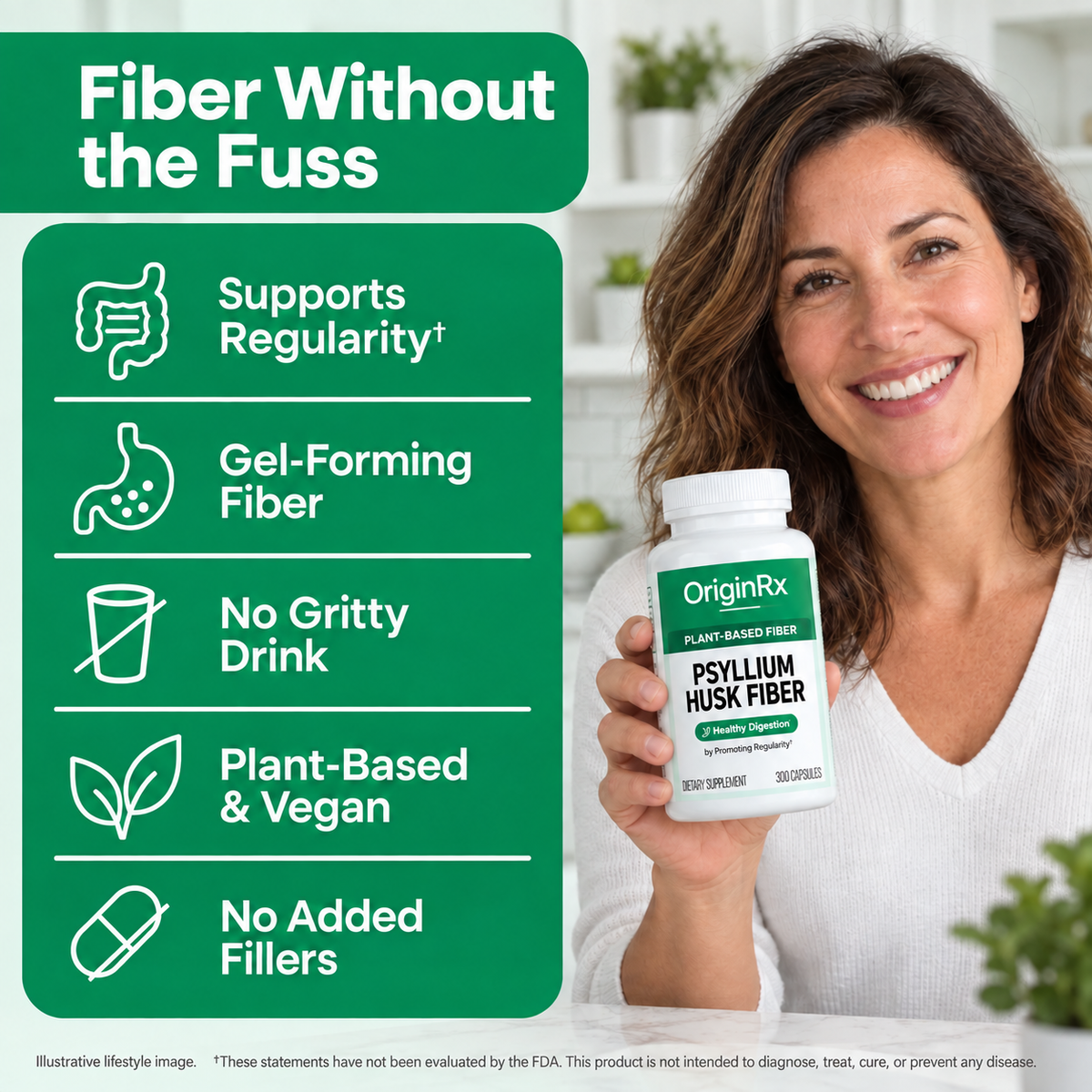 OriginRx Psyllium Husk Capsules