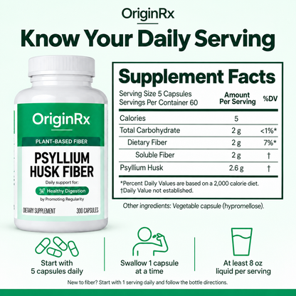 OriginRx Psyllium Husk Capsules