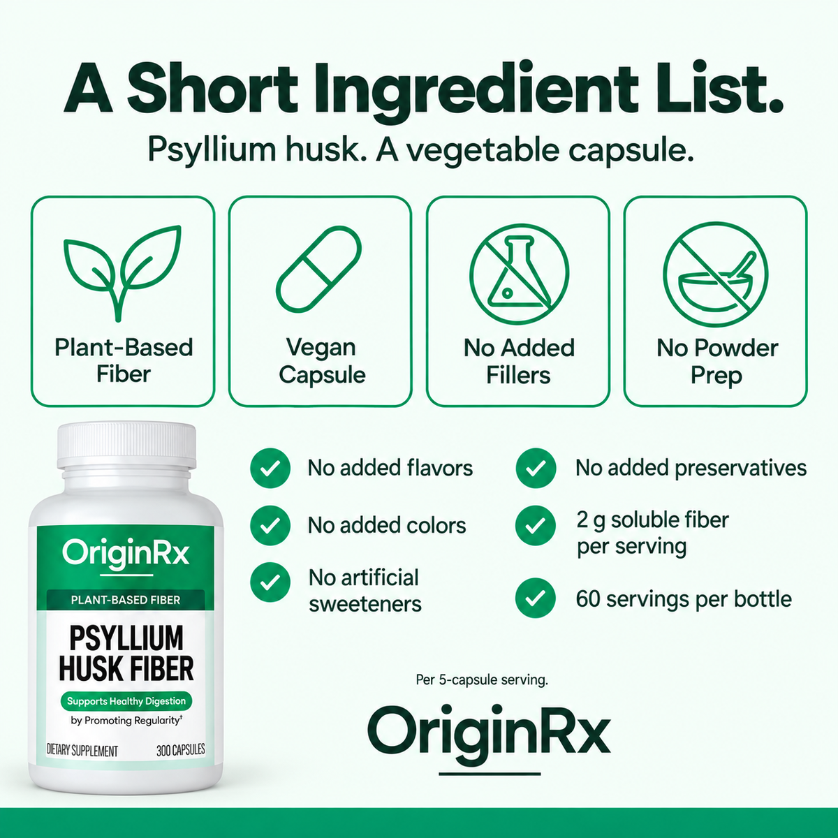 OriginRx Psyllium Husk Capsules