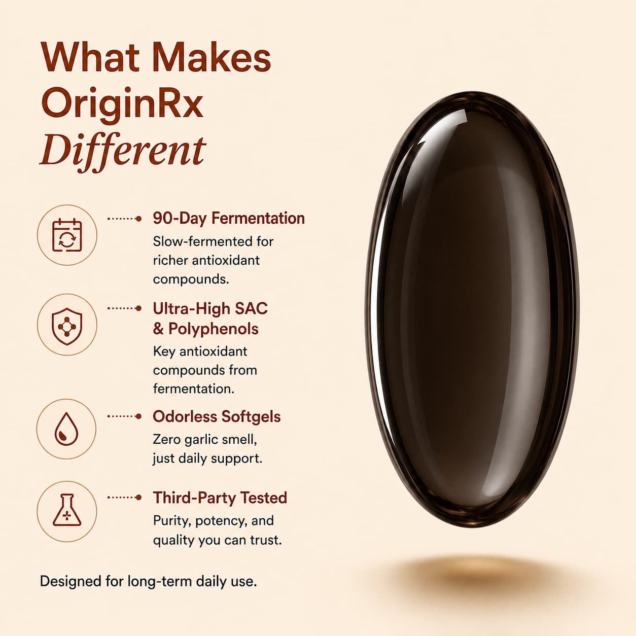 OriginRx Fermented Black Garlic Extract